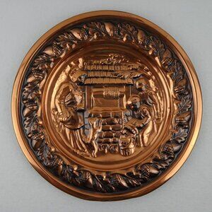 Vintage Copper Tavern Pub Plate Charger Wall Hanging MCM Coppercraft Guild USA